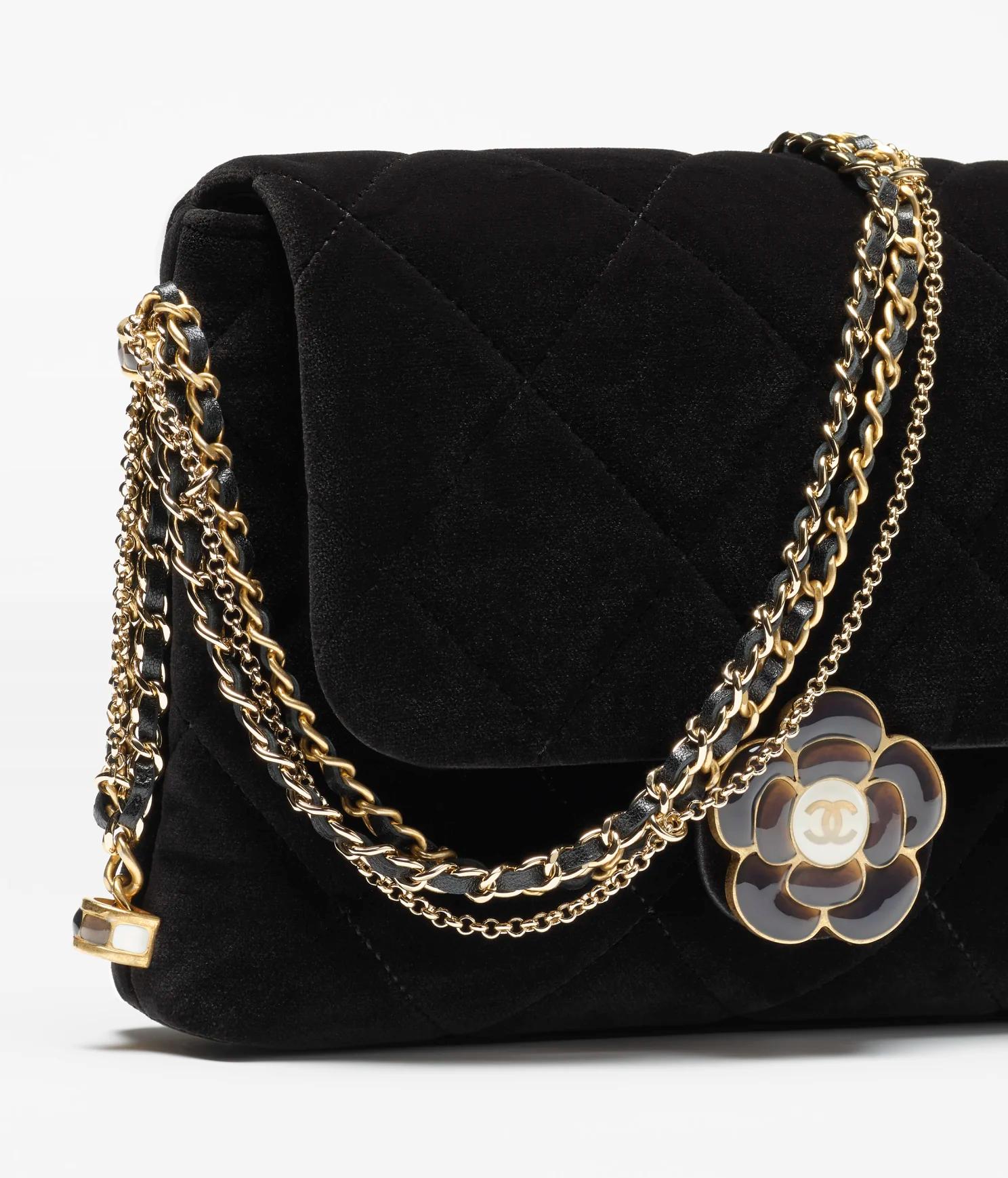 Túi Chanel Mini Flap Bag Velvet, Enamel & Gold-Tone Nữ Đen