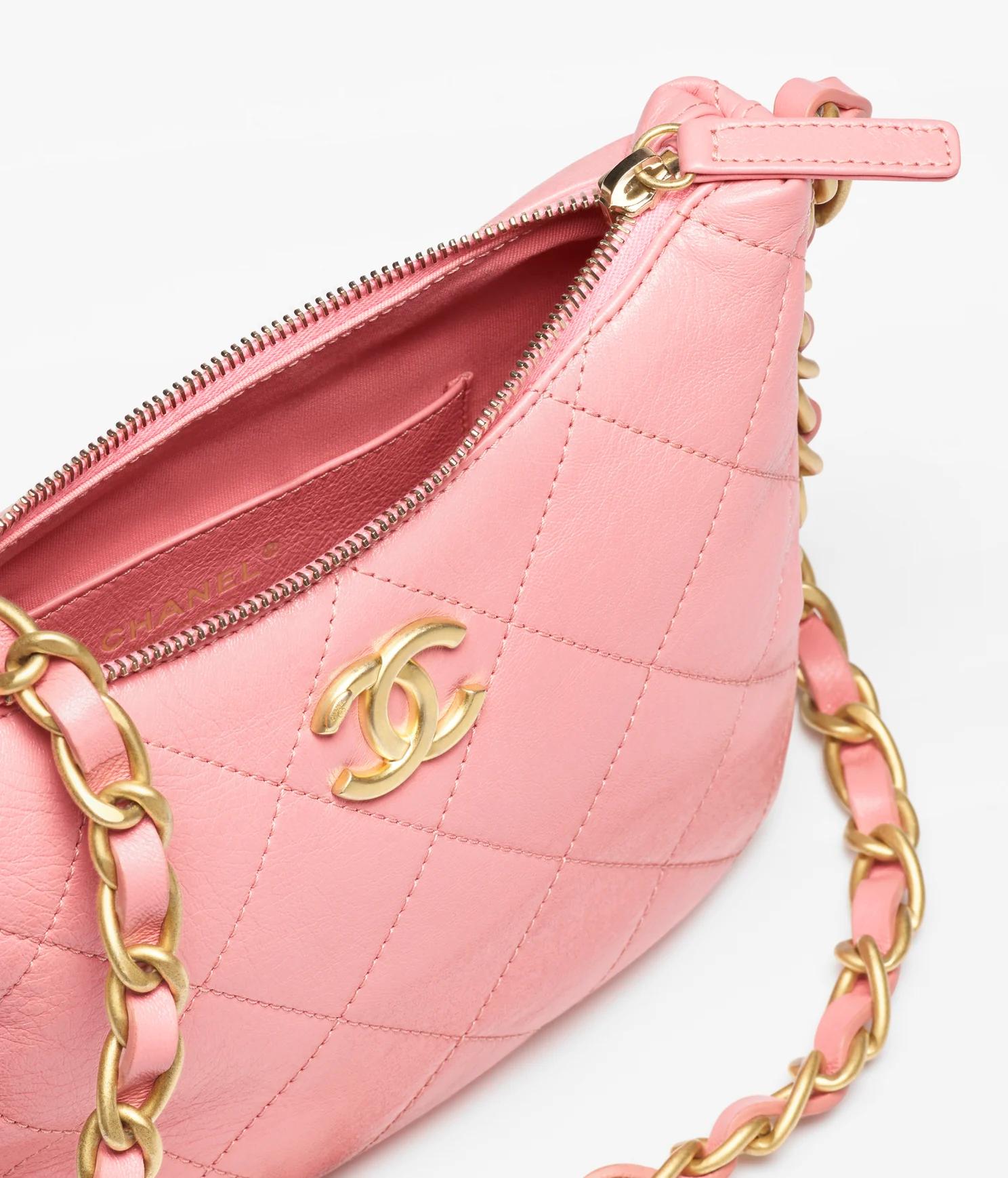 Túi Chanel Hobo Handbag Shiny Lambskin & Gold-Tone Metal Nữ Hồng