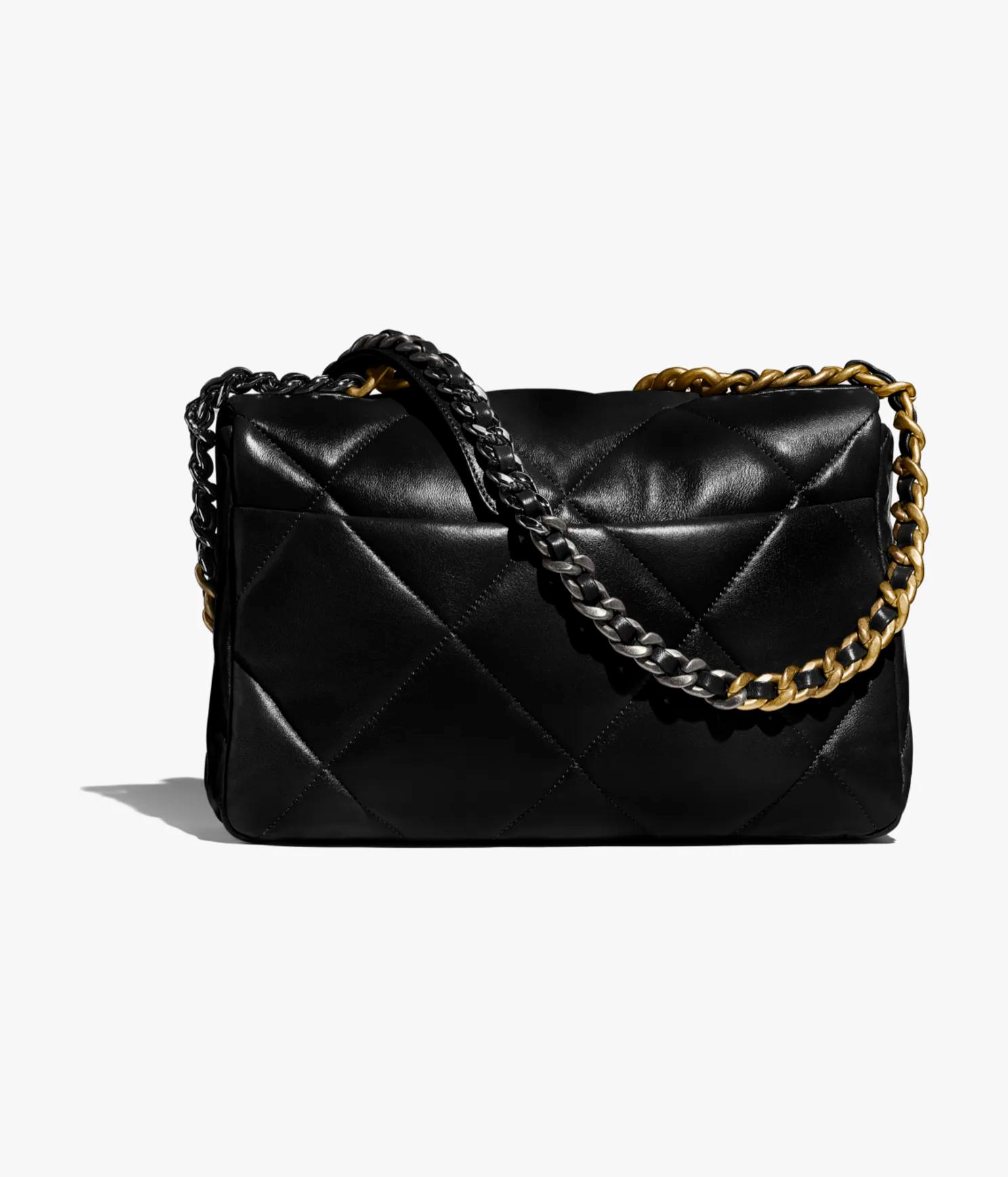 Túi Chanel Chanel 19 Large Handbag Shiny Lambskin & Ruthenium-Finish Metal Nữ Đen