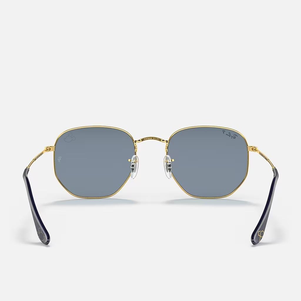 Kính Ray-Ban Hexagonal Mickey Wdm50 Vàng Xanh Dương Xám