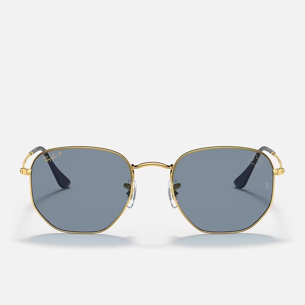 Kính Ray-Ban Hexagonal Mickey Wdm50 Vàng Xanh Dương Xám