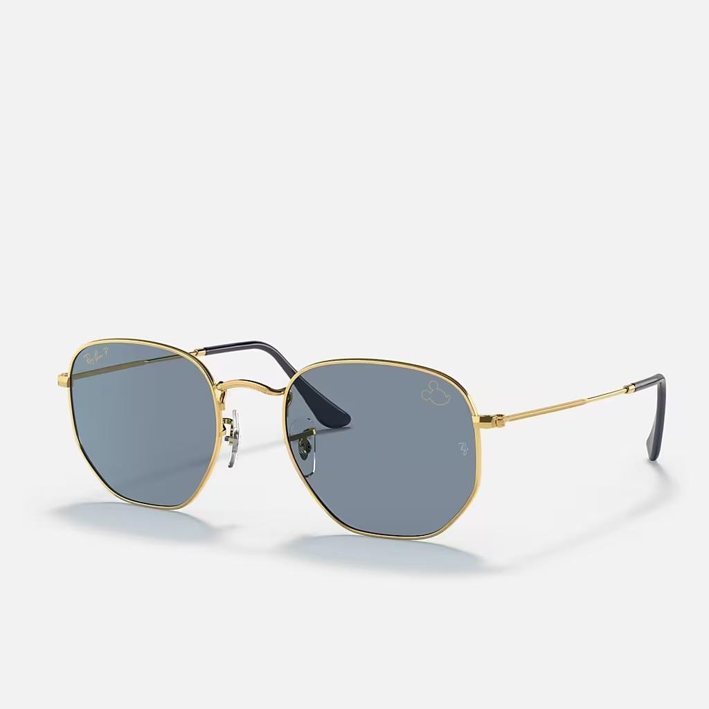 Kính Ray-Ban Hexagonal Mickey Wdm50 Vàng Xanh Dương Xám