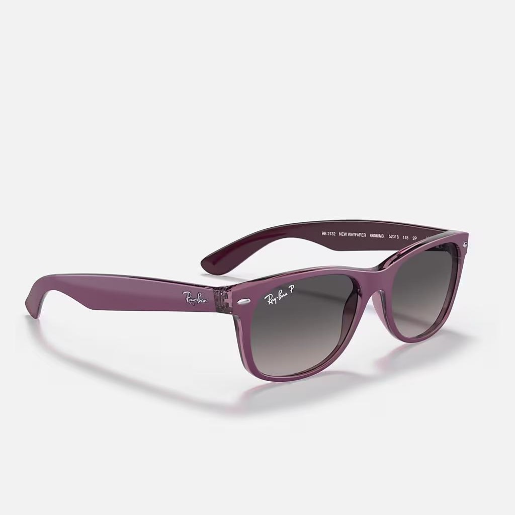 Kính Ray-Ban New Wayfarer Classic Polarized Tím Nhám Trong Xám