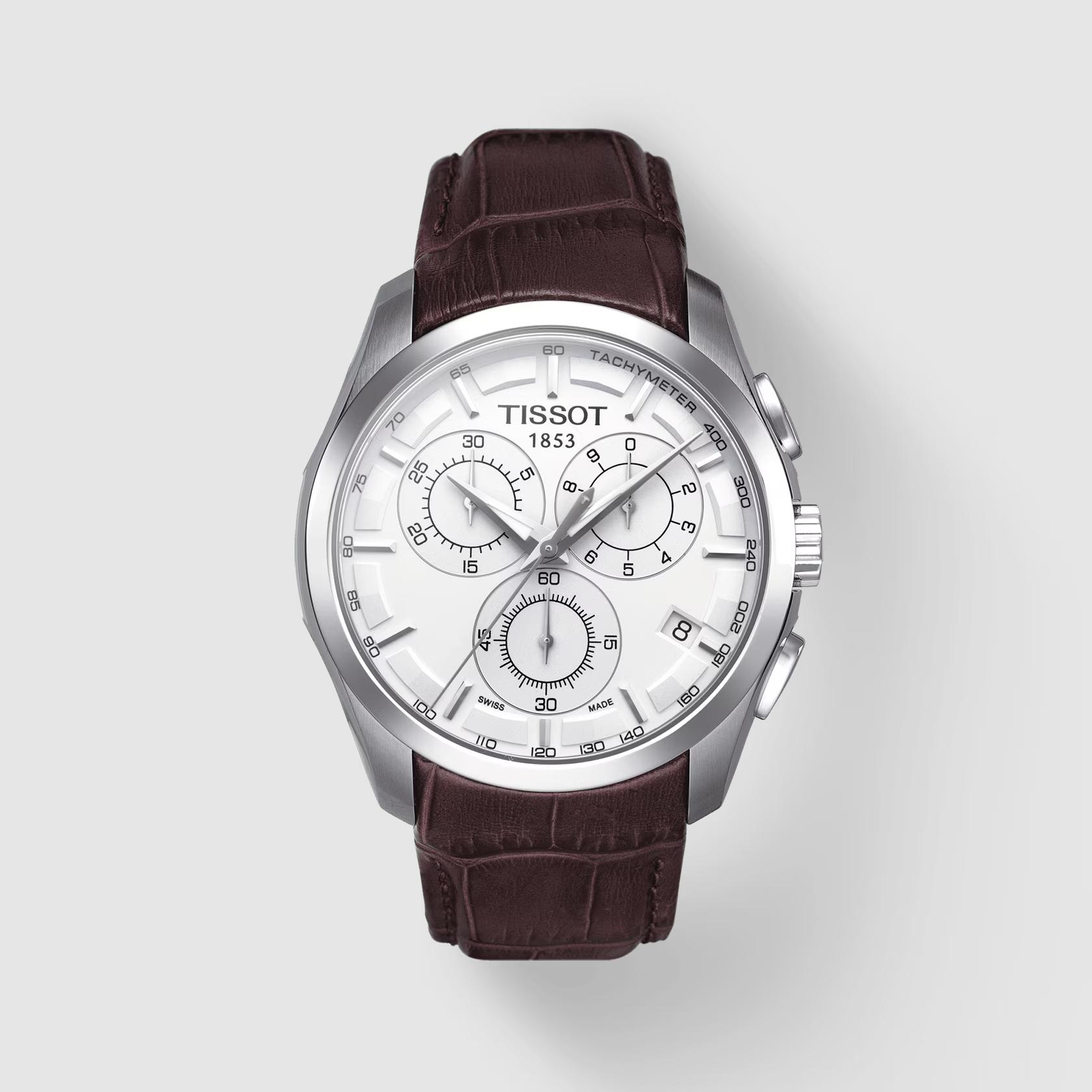 Đồng Hồ Tissot Couturier Chronograph Nam Trắng Nâu