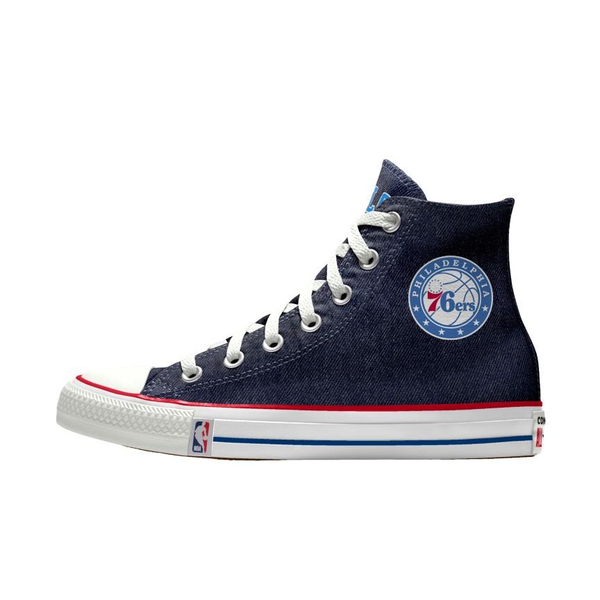 Giày Converse Custom Chuck Taylor All Star NBA By You - Philadelphia 76ers Nam Xanh Dương