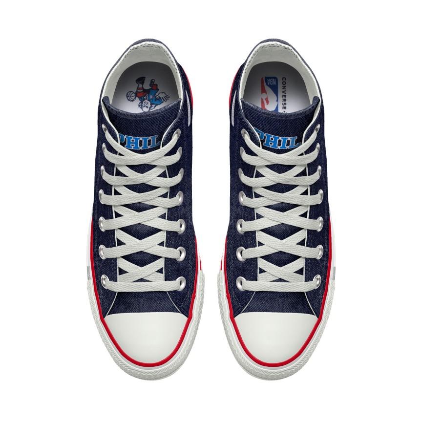 Giày Converse Custom Chuck Taylor All Star NBA By You - Philadelphia 76ers Nam Xanh Dương