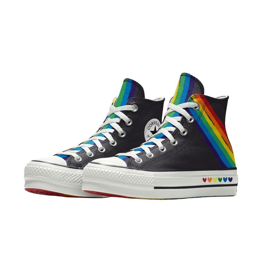 Giày Converse Custom Chuck Taylor All Star Lift Platform Pride By You Nam Đen