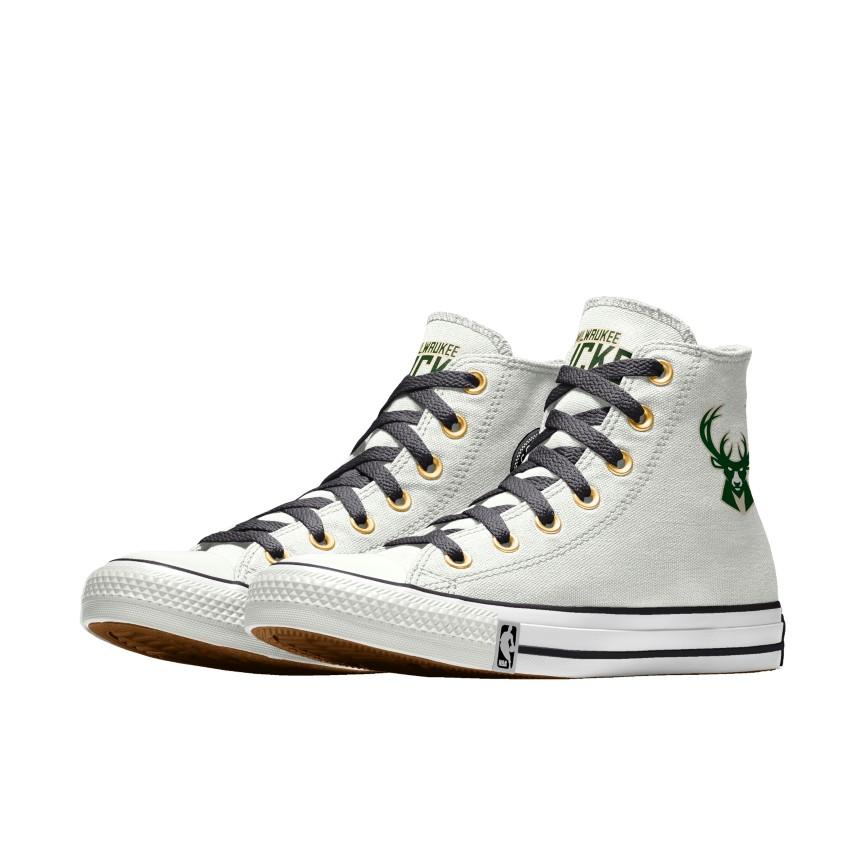 Giày Converse Custom Chuck Taylor All Star NBA By You - Milwaukee Bucks Nam Trắng