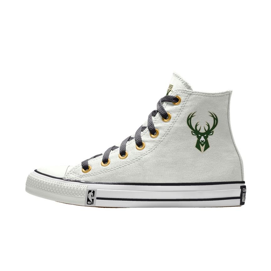 Giày Converse Custom Chuck Taylor All Star NBA By You - Milwaukee Bucks Nam Trắng