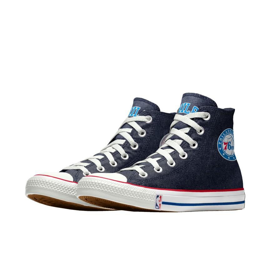 Giày Converse Custom Chuck Taylor All Star NBA By You - Philadelphia 76ers Nam Xanh Dương