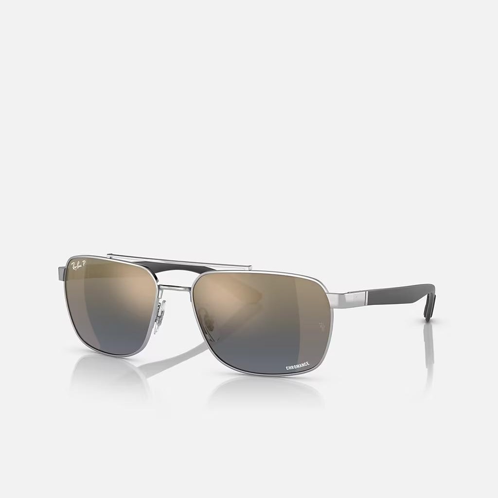 Kính Ray-Ban Rb3701 Polarized Bạc Xanh Dương