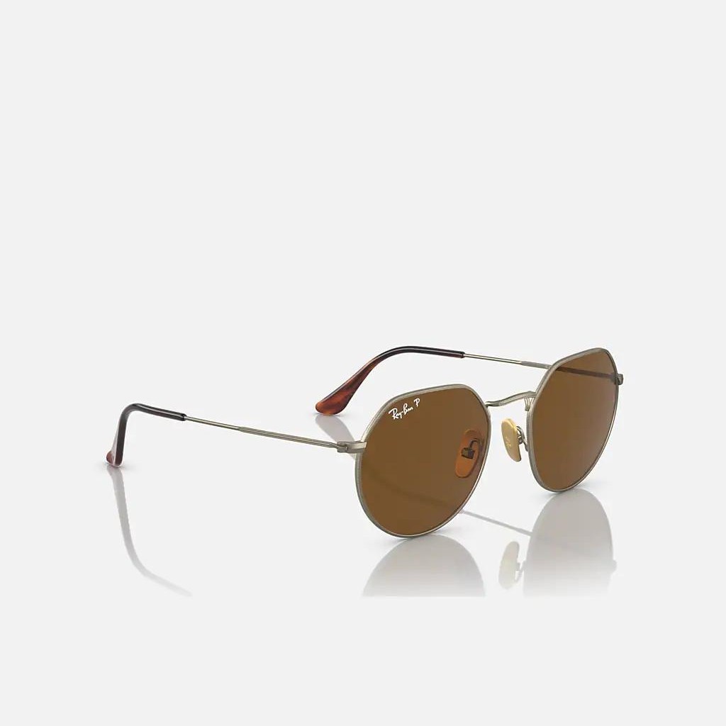 Kính Ray-Ban Jack Titanium Polarized Vàng Nhám Nâu