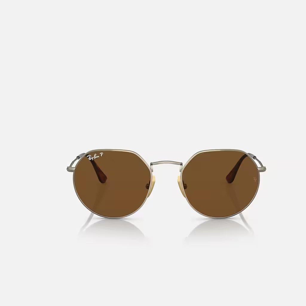 Kính Ray-Ban Jack Titanium Polarized Vàng Nhám Nâu