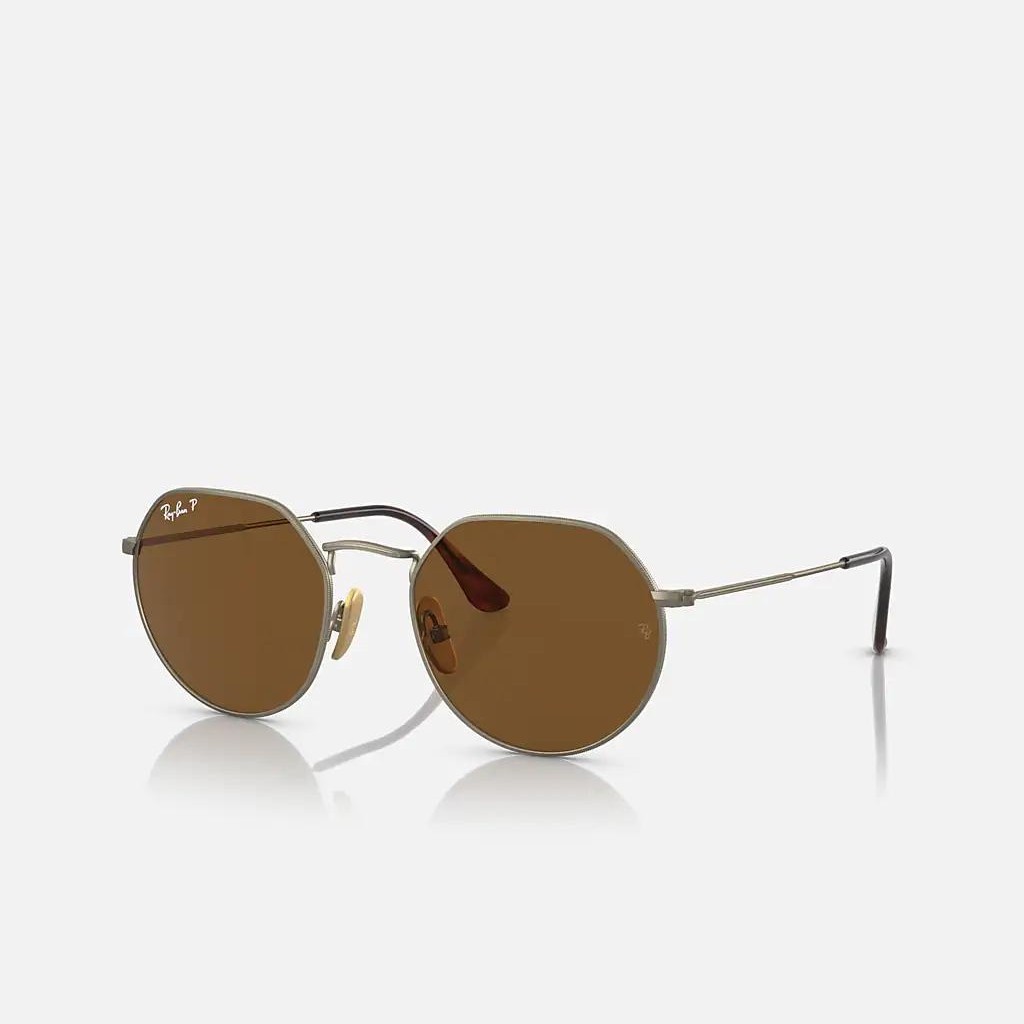 Kính Ray-Ban Jack Titanium Polarized Vàng Nhám Nâu