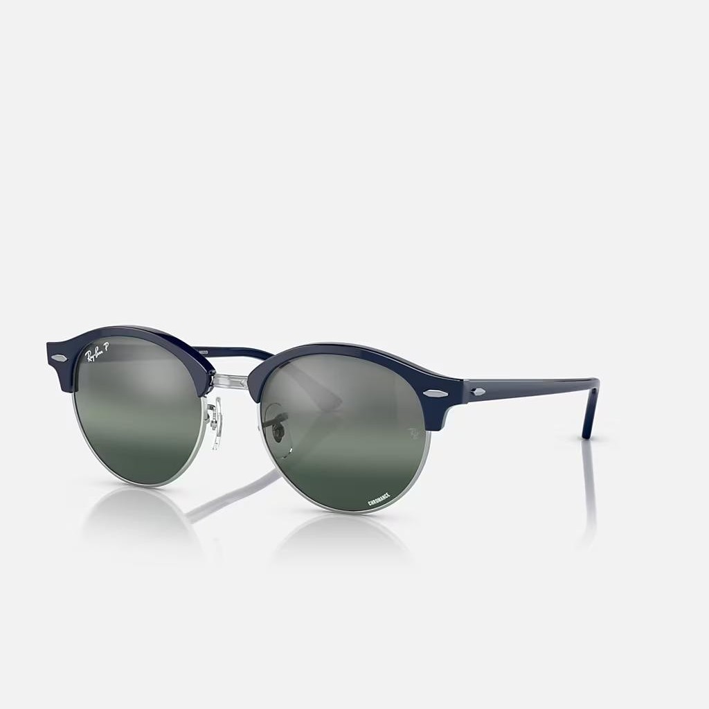 Kính Ray-Ban Clubround Chromance Polarized Xanh Dương Bạc