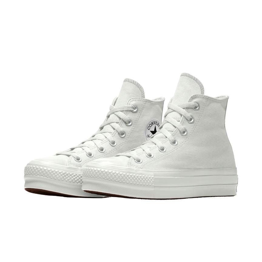 Giày Converse Custom Chuck Taylor All Star Lift Platform Canvas By You Cổ Cao Nam Trắng