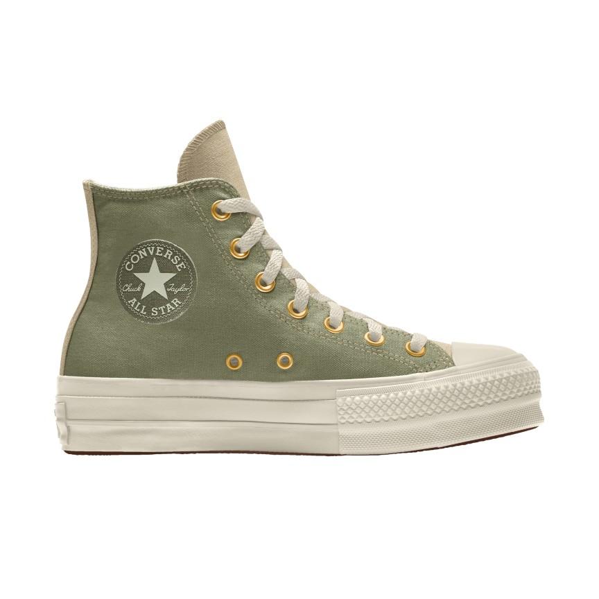 Giày Converse Custom Chuck Taylor All Star Lift Platform Canvas By You Cổ Cao Nam Xanh Cam