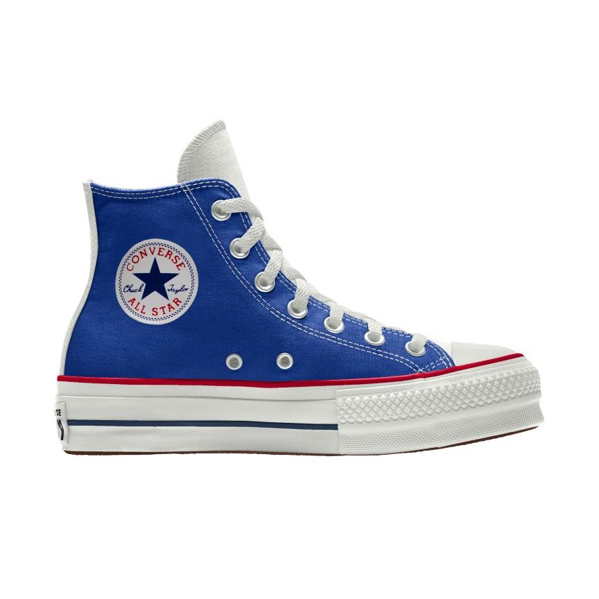 Giày Converse Custom Chuck Taylor All Star Lift Platform Canvas By You Cổ Cao Nam Xanh Dương