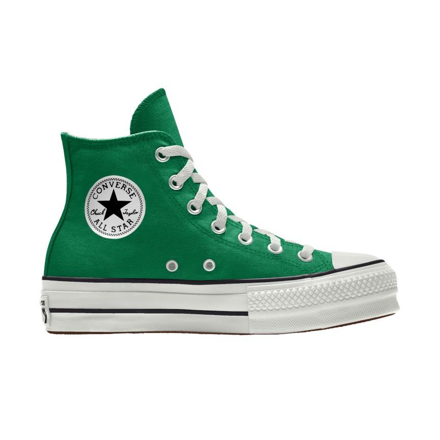 Giày Converse Custom Chuck Taylor All Star Lift Platform Canvas By You Cổ Cao Nam Xanh Lá