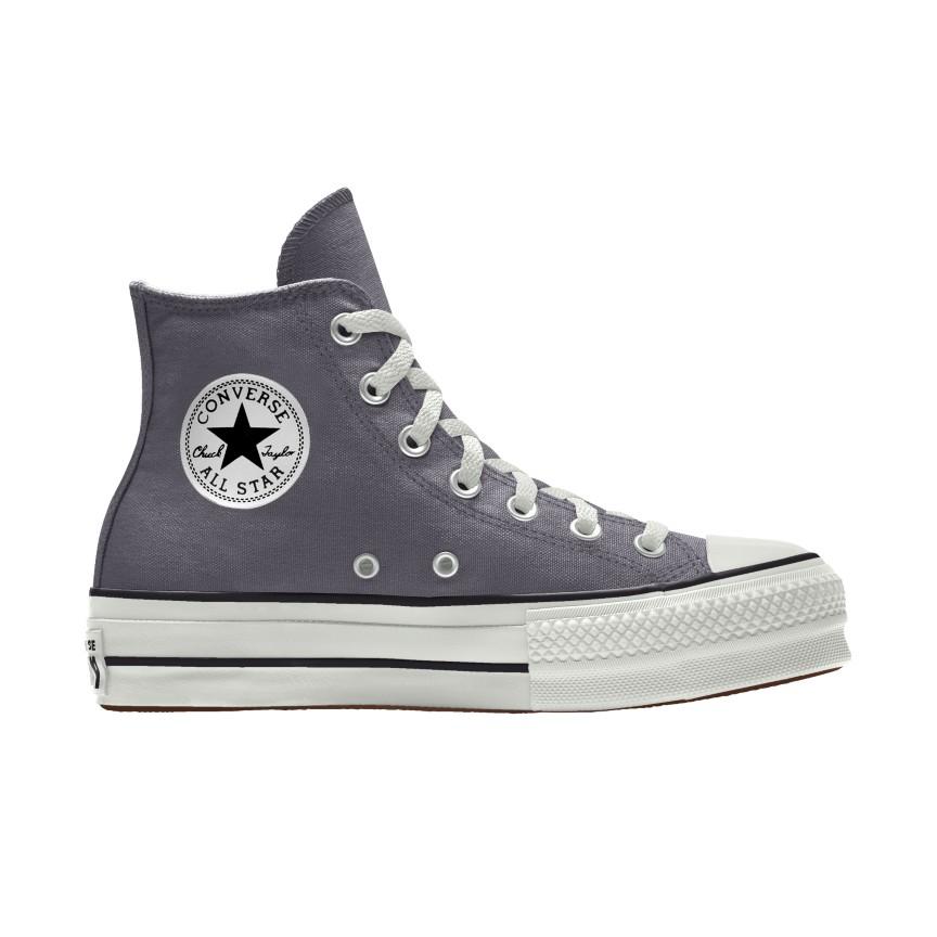 Giày Converse Custom Chuck Taylor All Star Lift Platform Canvas By You Cổ Cao Nam Xám