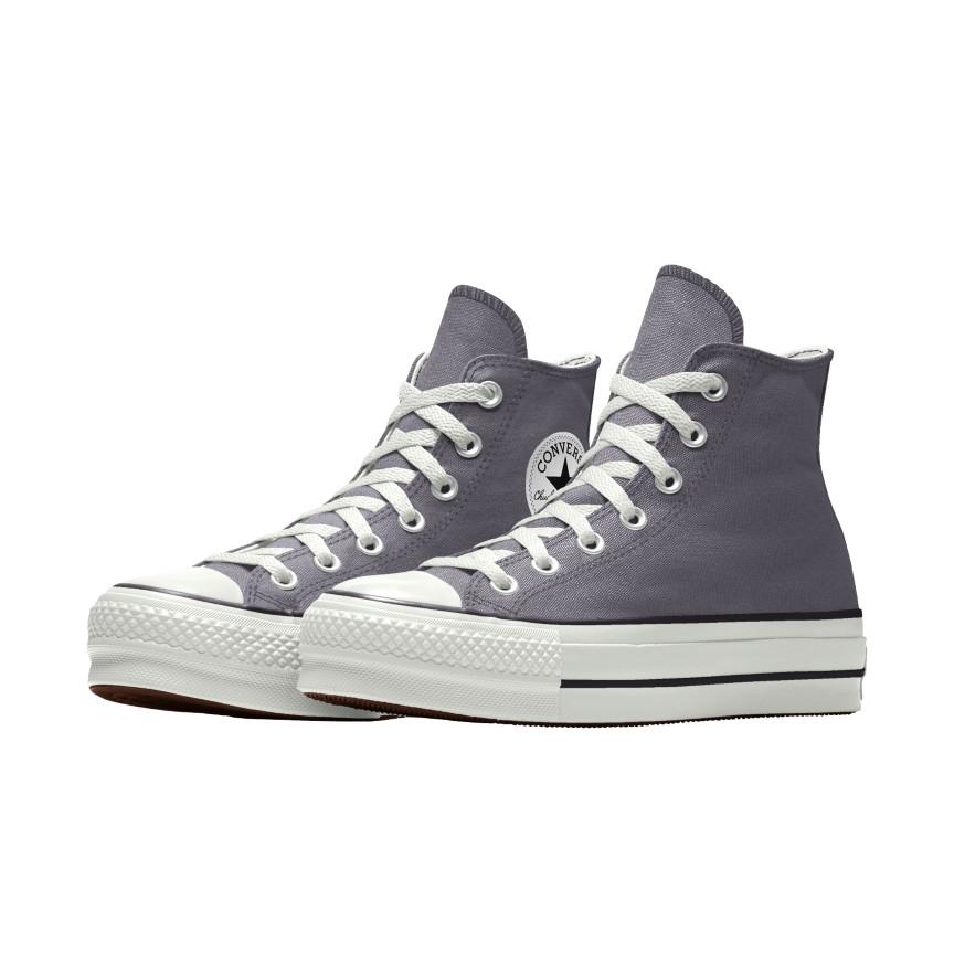 Giày Converse Custom Chuck Taylor All Star Lift Platform Canvas By You Cổ Cao Nam Xám