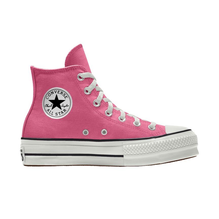 Giày Converse Custom Chuck Taylor All Star Lift Platform Canvas By You Cổ Cao Nam Hồng Đậm