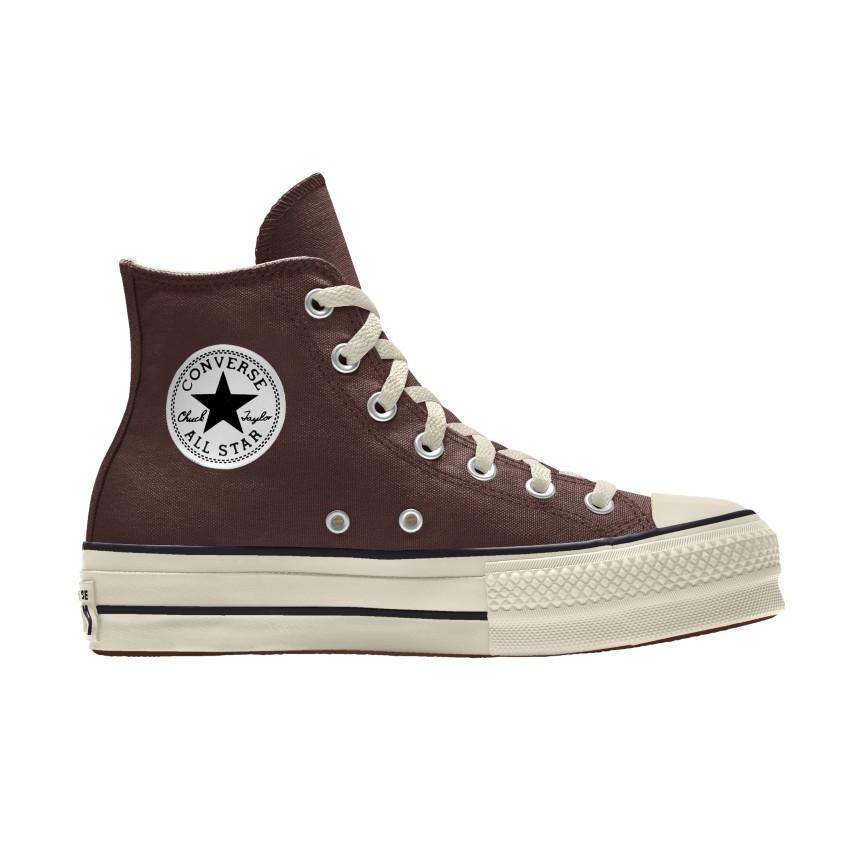 Giày Converse Custom Chuck Taylor All Star Lift Platform Canvas By You Cổ Cao Nam Nâu