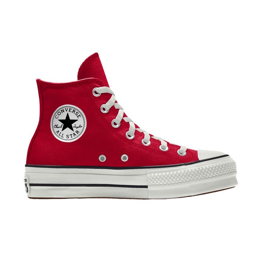 Giày Converse Custom Chuck Taylor All Star Lift Platform Canvas By You Cổ Cao Nam Đỏ