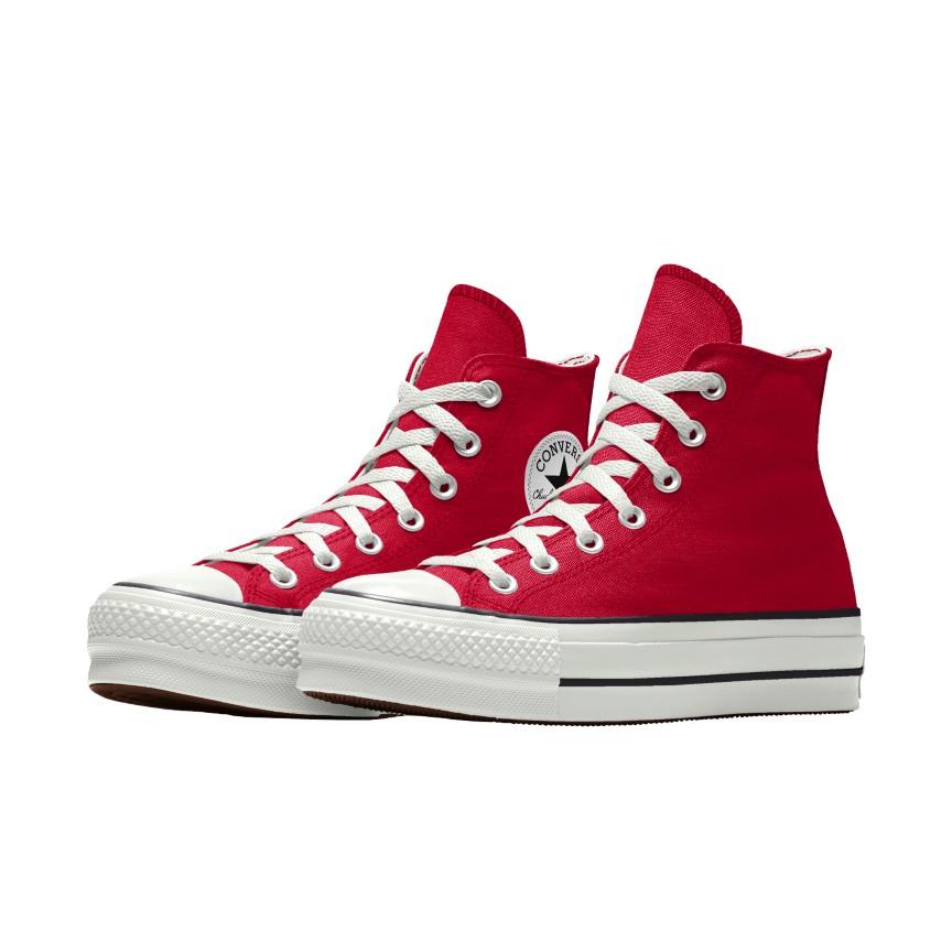 Giày Converse Custom Chuck Taylor All Star Lift Platform Canvas By You Cổ Cao Nam Đỏ