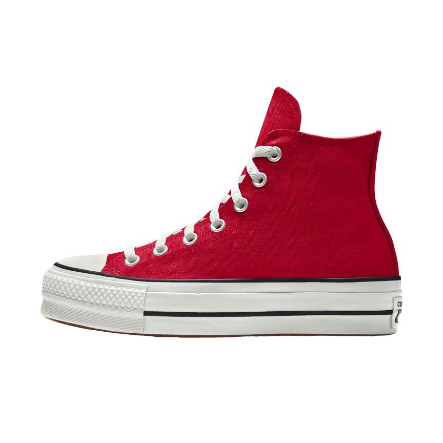 Giày Converse Custom Chuck Taylor All Star Lift Platform Canvas By You Cổ Cao Nam Đỏ