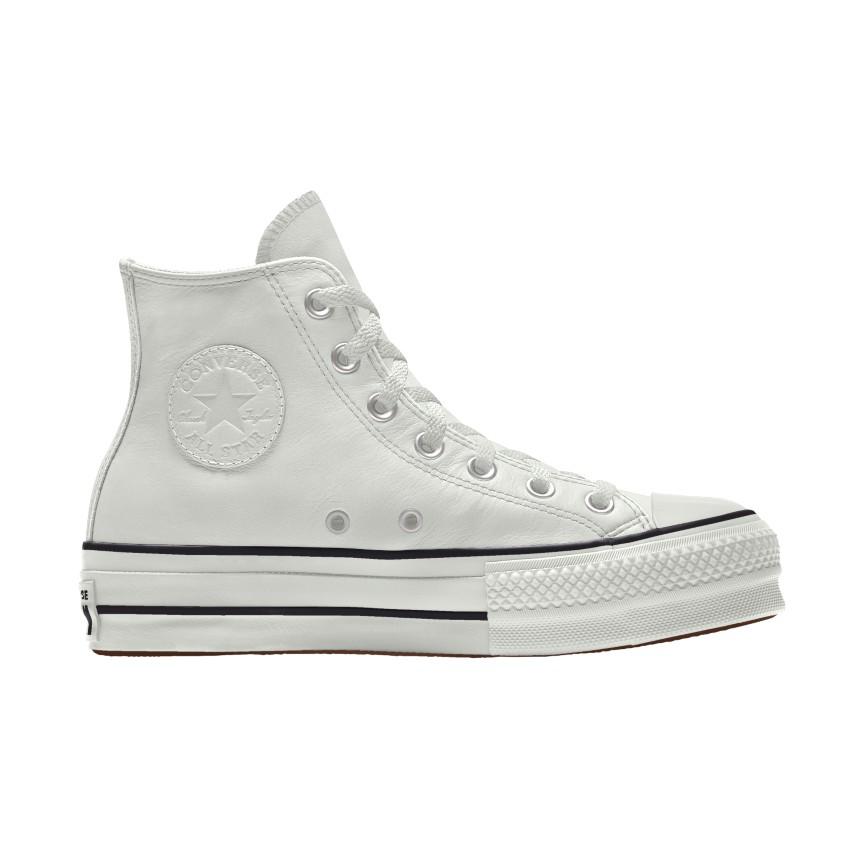 Giày Converse Custom Chuck Taylor All Star Lift Platform Leather By You Cổ Cao Nam Trắng