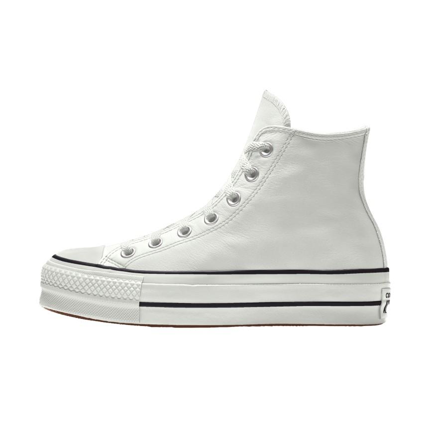 Giày Converse Custom Chuck Taylor All Star Lift Platform Leather By You Cổ Cao Nam Trắng