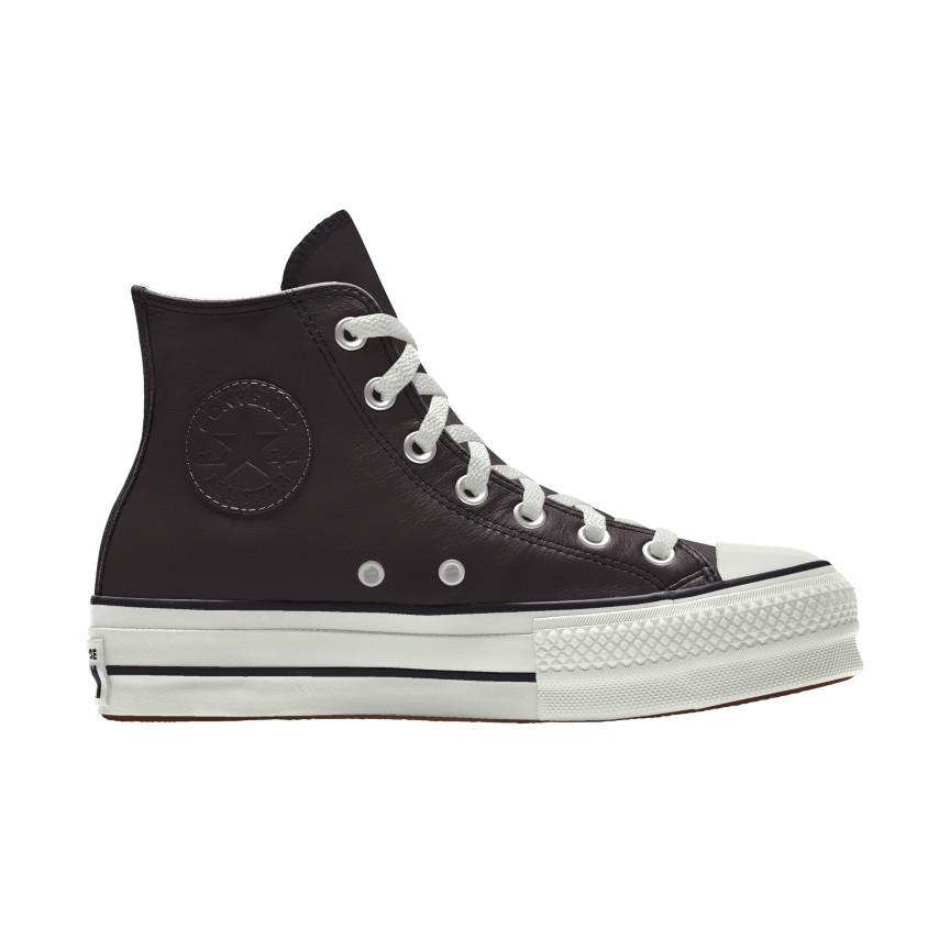 Giày Converse Custom Chuck Taylor All Star Lift Platform Leather By You Cổ Cao Nam Đen