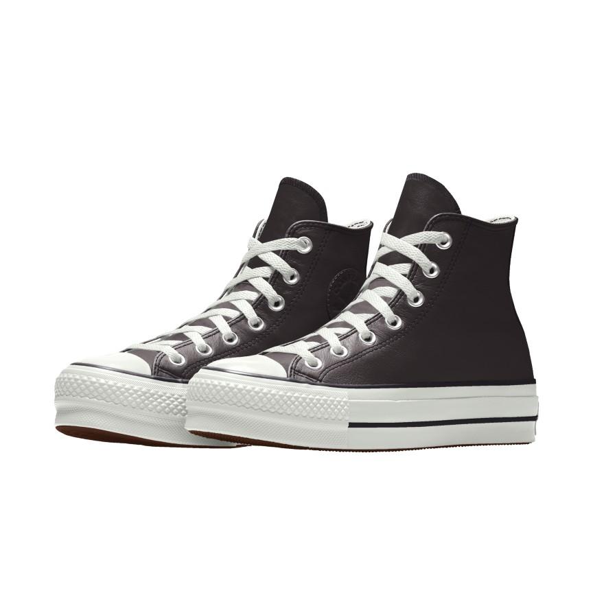 Giày Converse Custom Chuck Taylor All Star Lift Platform Leather By You Cổ Cao Nam Đen