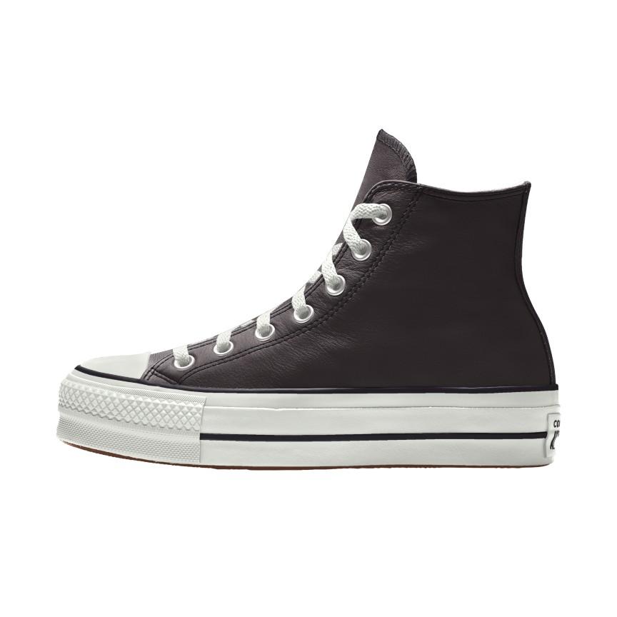 Giày Converse Custom Chuck Taylor All Star Lift Platform Leather By You Cổ Cao Nam Đen