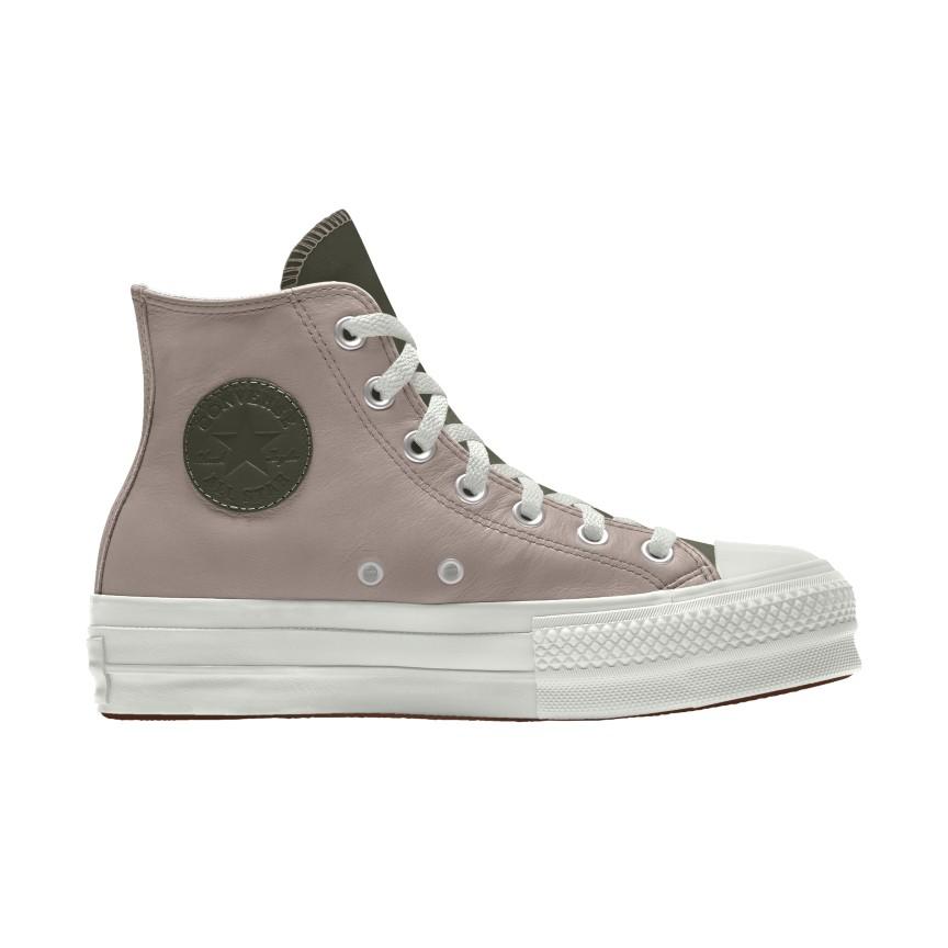 Giày Converse Custom Chuck Taylor All Star Lift Platform Leather By You Cổ Cao Nam Xám