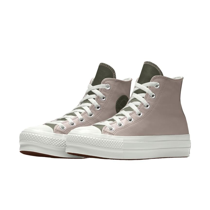 Giày Converse Custom Chuck Taylor All Star Lift Platform Leather By You Cổ Cao Nam Xám