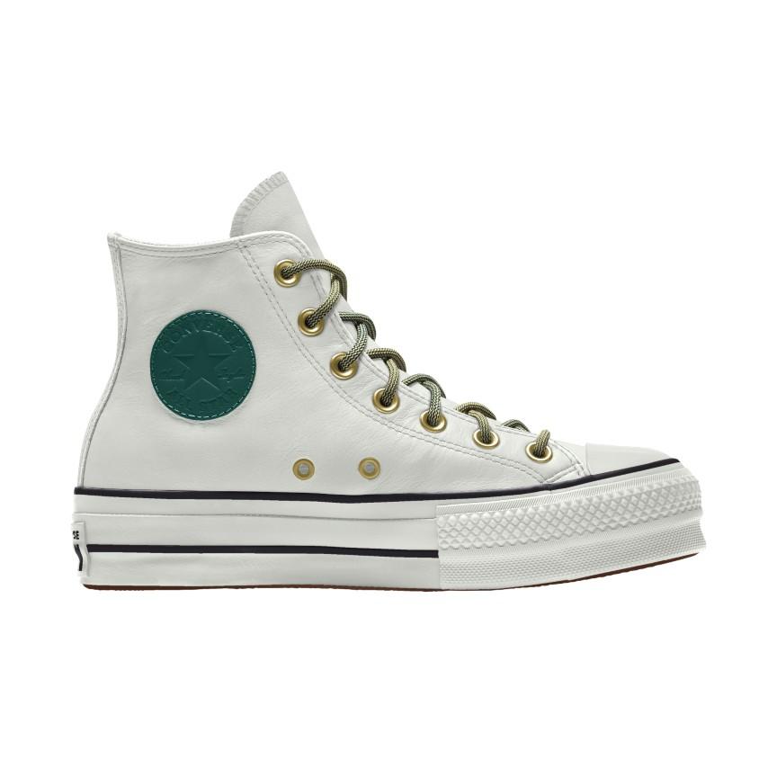 Giày Converse Custom Chuck Taylor All Star Lift Platform Leather By You Cổ Cao Nam Trắng