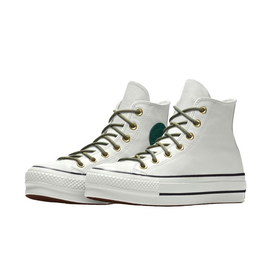 Giày Converse Custom Chuck Taylor All Star Lift Platform Leather By You Cổ Cao Nam Trắng