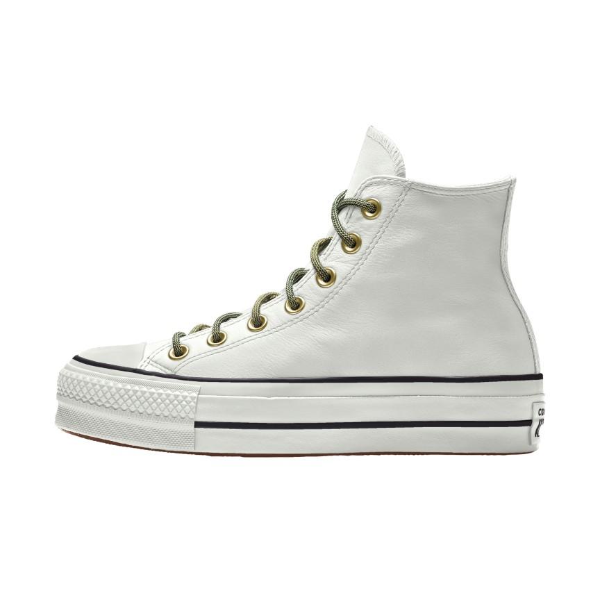 Giày Converse Custom Chuck Taylor All Star Lift Platform Leather By You Cổ Cao Nam Trắng