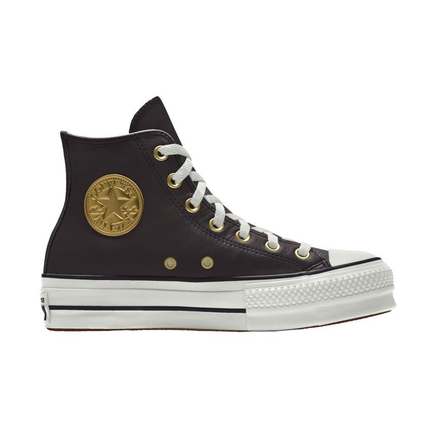 Giày Converse Custom Chuck Taylor All Star Lift Platform Leather By You Cổ Cao Nam Đen