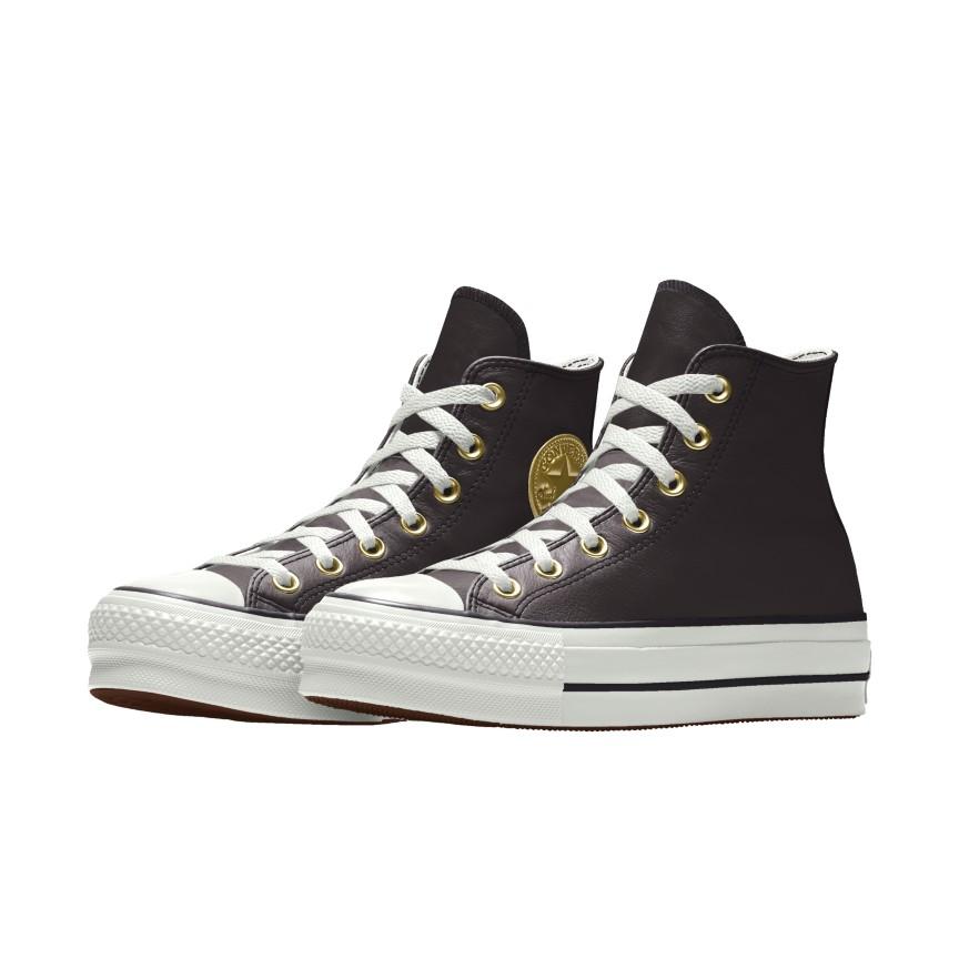 Giày Converse Custom Chuck Taylor All Star Lift Platform Leather By You Cổ Cao Nam Đen