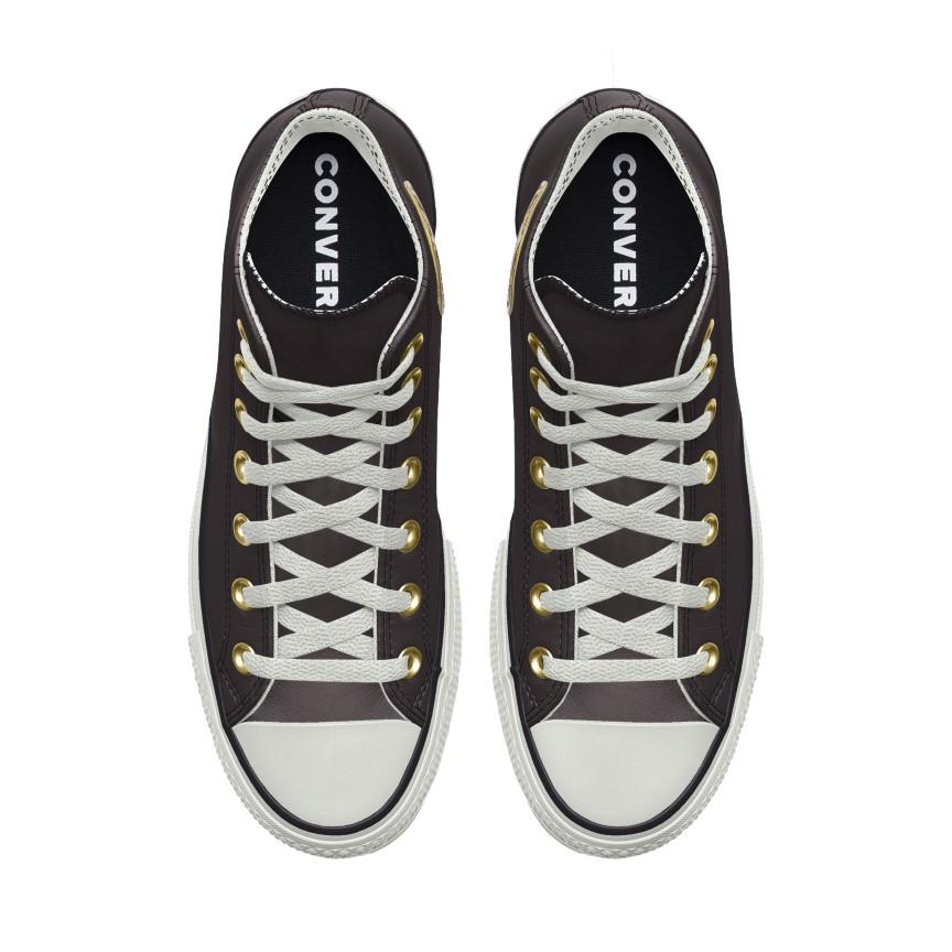 Giày Converse Custom Chuck Taylor All Star Lift Platform Leather By You Cổ Cao Nam Đen