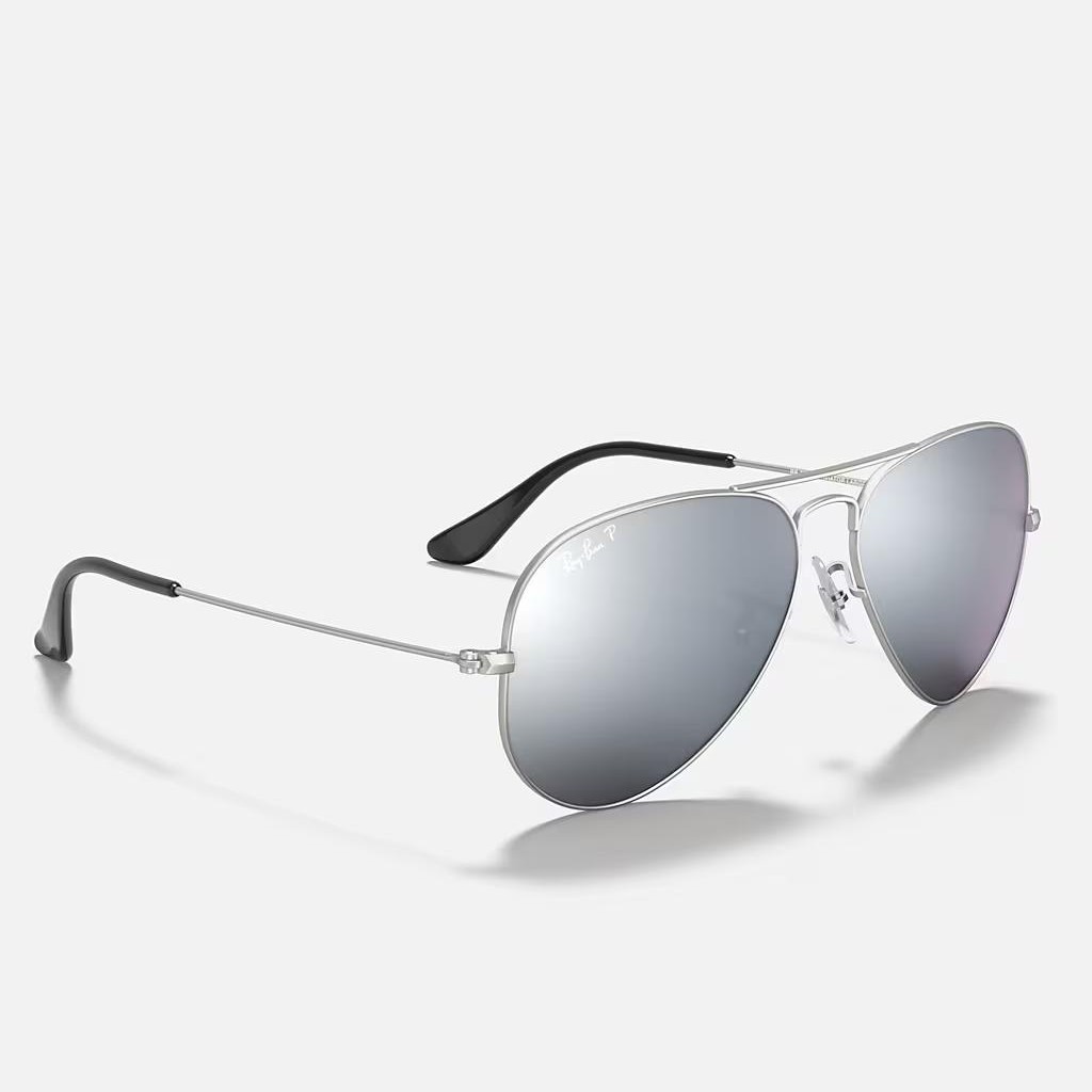 Kính Ray-Ban Aviator Mirror Bạc Nhám Xám