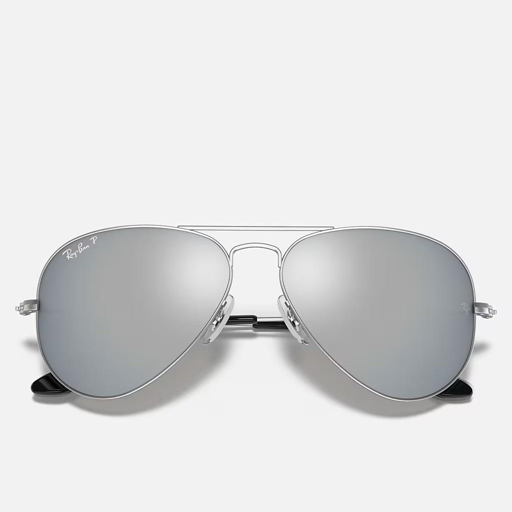 Kính Ray-Ban Aviator Mirror Bạc Nhám Xám