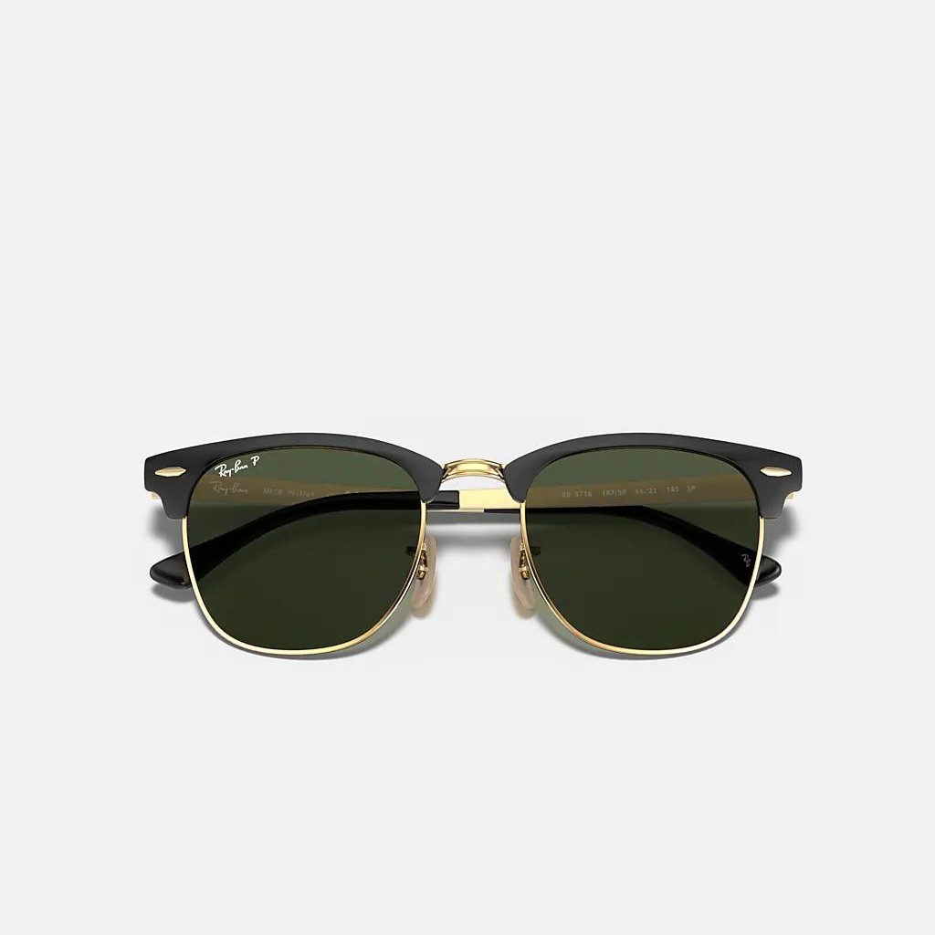 Kính Ray-Ban Clubmaster Metal Polarized Đen Xanh Lá 