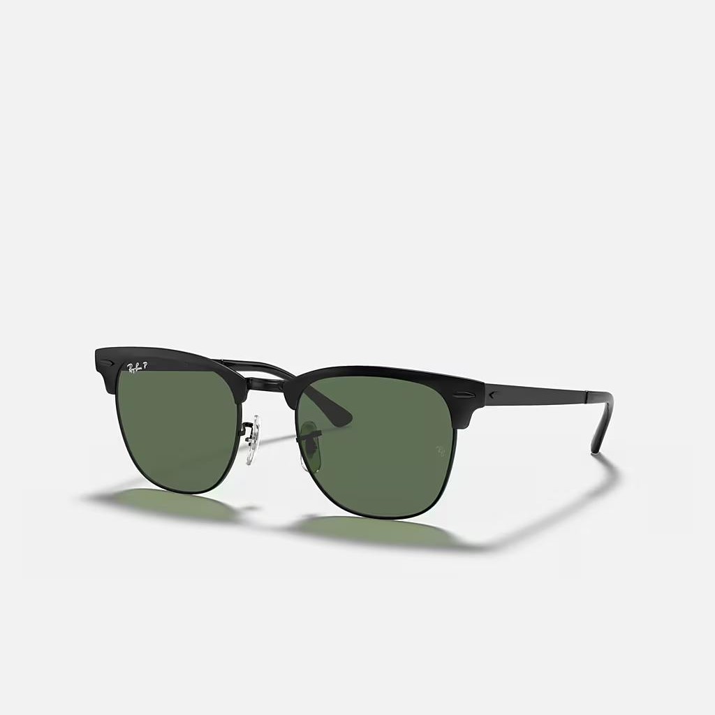 Kính Ray-Ban Clubmaster Metal Polarized Đen Nhám Xanh Lá