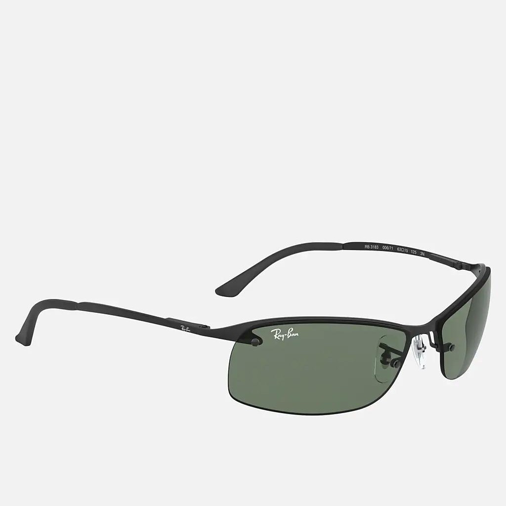 Kính Ray-Ban Rb3183 Đen Nhám Xanh Lá