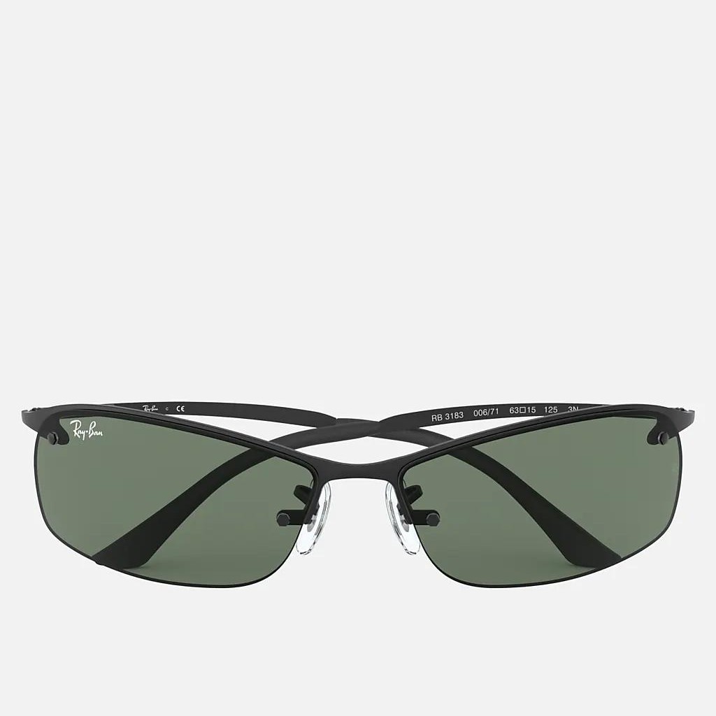 Kính Ray-Ban Rb3183 Đen Nhám Xanh Lá