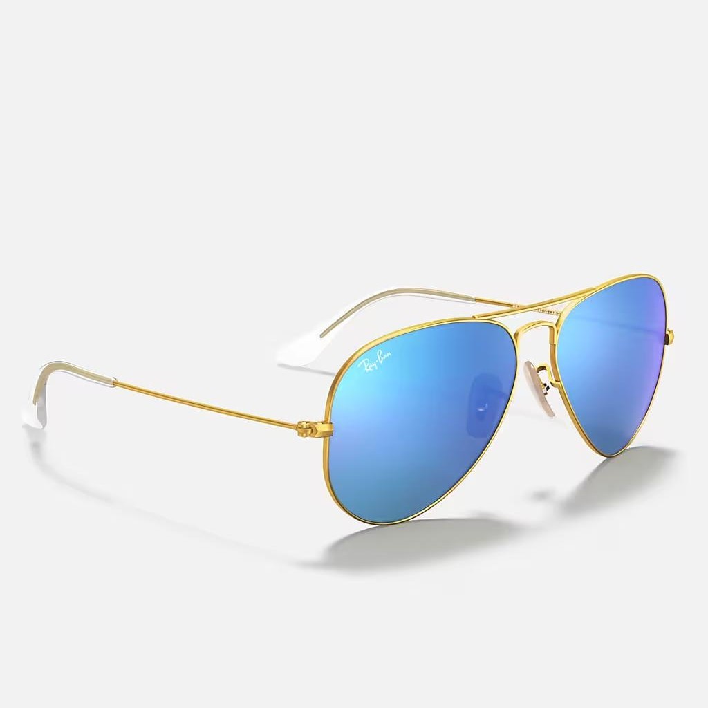 Kính Ray-Ban Aviator Flash Lenses Vàng Nhám Xanh Dương